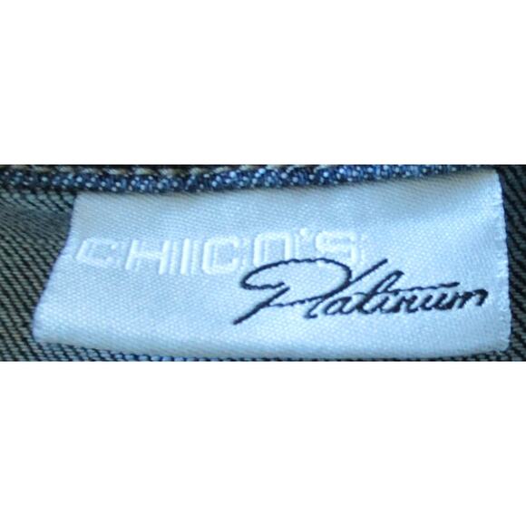 Chico's Women's Sleeveless Blue Jean Button Front Embroidered Jacket Size Lg. - Picture 8 of 10